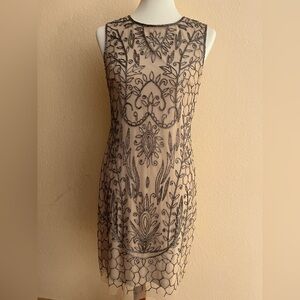 NWT Adrianna Papell blush beaded dress